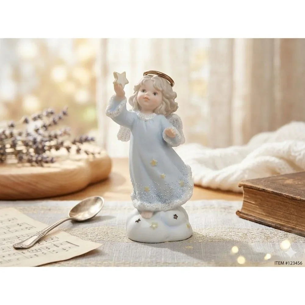 Vintage 1994 Enesco Heavenly Kingdom Angel Figurine with Star #533246 - Shimmer